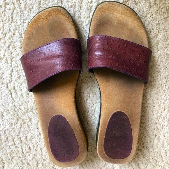 Made in Brazil deep eggplant-colored ostrich leather, comfortable, slide… - Picture 1 of 10